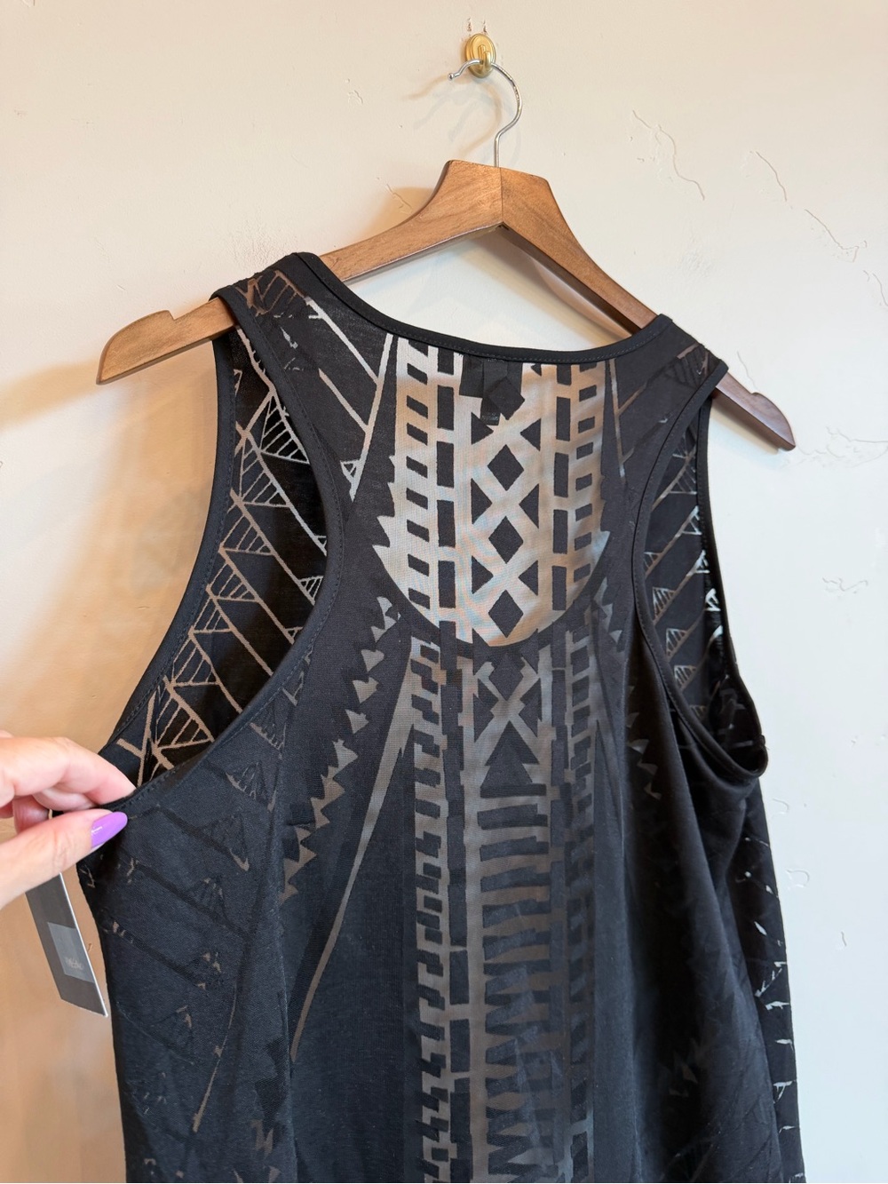 MOSSIMO Target Black Sheer Geometric Design Swimsuit Cover Or Tank Top - Picture 9 of 9
